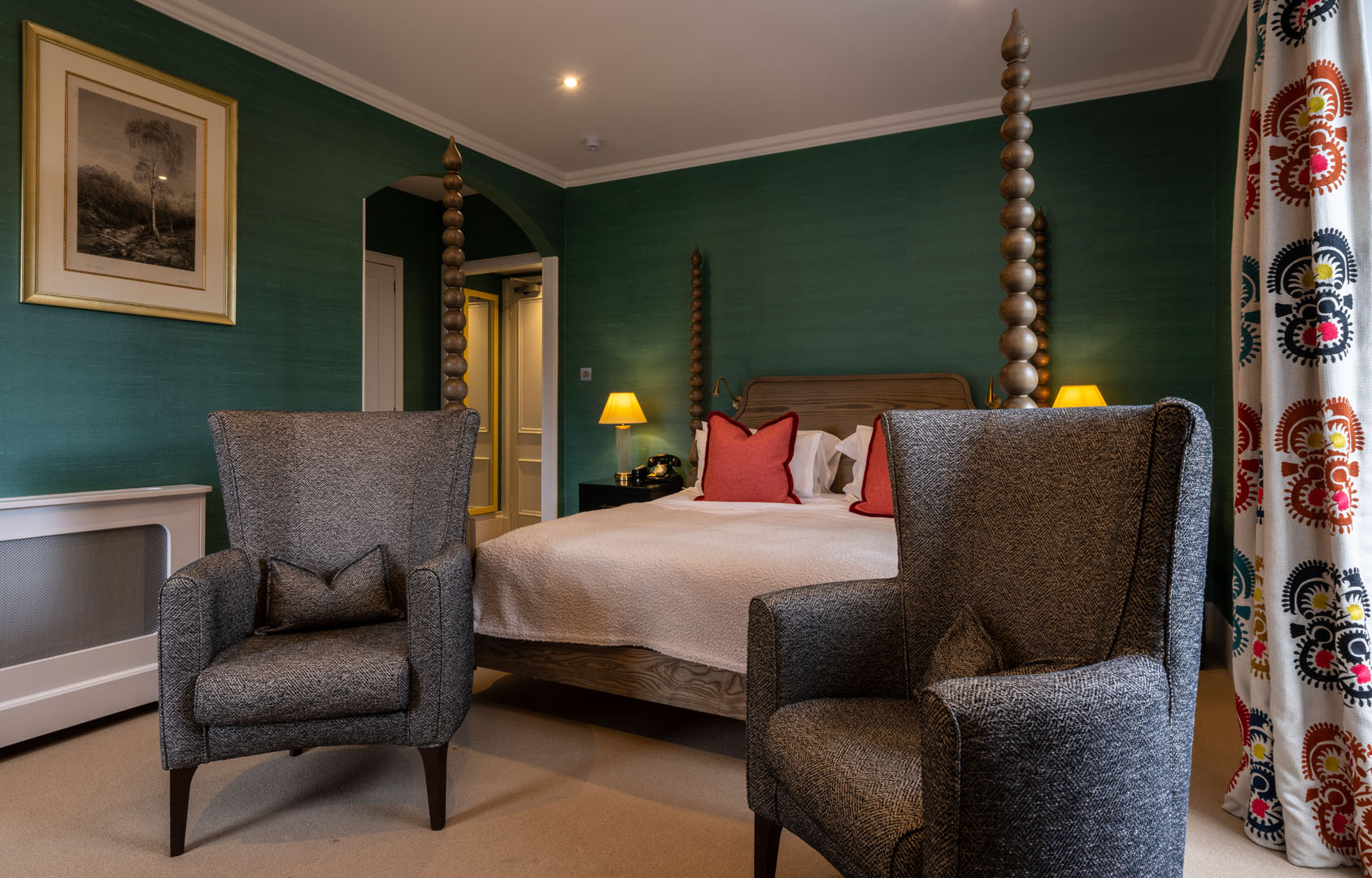 Interior of a stables room at The Torridon featuring soft lighting and a cosy aesthetic. 